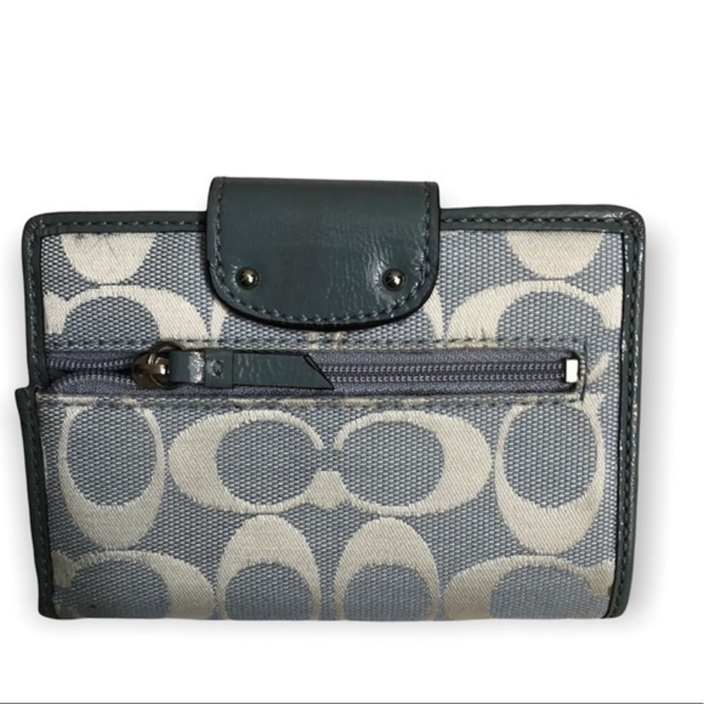 Coach blue/gray signature vintage y2k turnlock wallet - Picture 4 of 9
